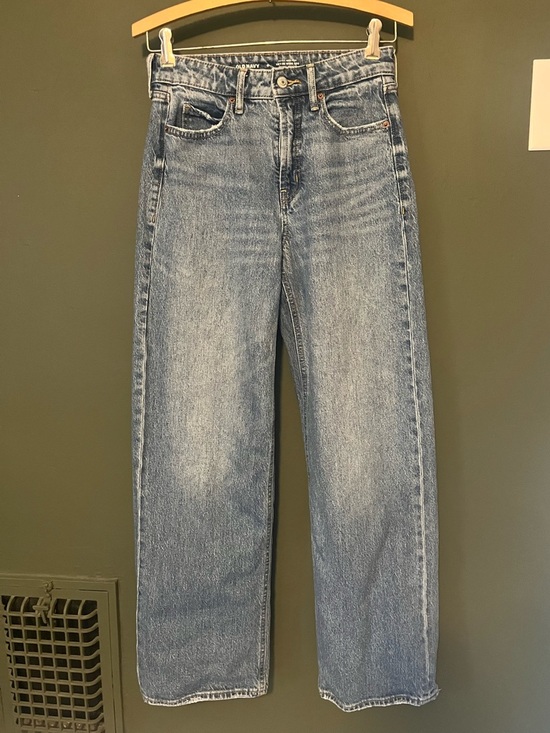 Old Navy Denim - Old Navy Extra High-Rise Sky-Hi Wide Leg Distressed Pockets Women’s Blue Jeans 0